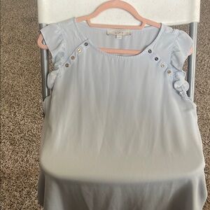 LOFT Sky Blue Ruffle Sleeve Blouse